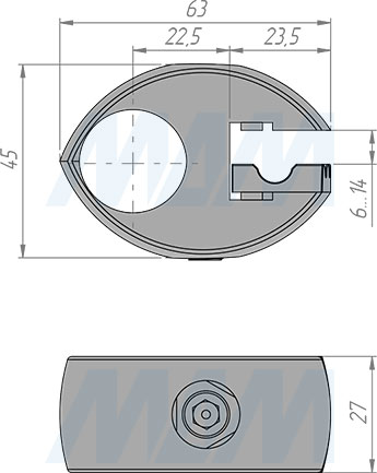 Размеры держателя панели с 1 уплотнителем (артикул JOK.051 03)