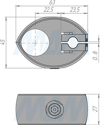 Размеры держателя панели или стекла с 2 уплотнителями (артикул JOK.051 03)