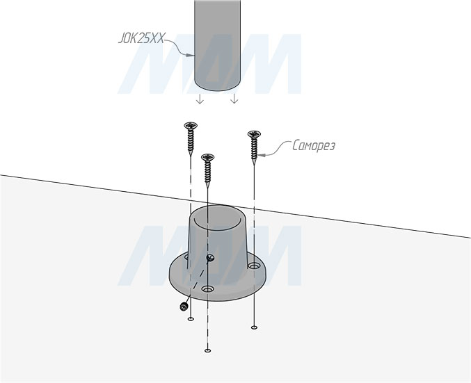 Установка высокой консоли-крепления JOKER к плоскости, диаметр 25 мм, зажимная шпилька (артикул JOK-H008)