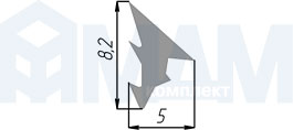Размеры уплотнителя ДУКО для стекла 6 мм (артикул КП 10-01-018)