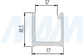 Размеры бокового профиля PORTAGLASS LUX WALL крепления для стекла (артикул PR0141238A)