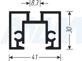 Размеры горизонтального профиля  PS65, верх/низ (артикул PR657003046A)