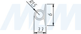 Размеры уплотнителя PORTAGLASS LUX WALL в нижний профиль для стекла 8-10 мм (артикул SEAL51615)