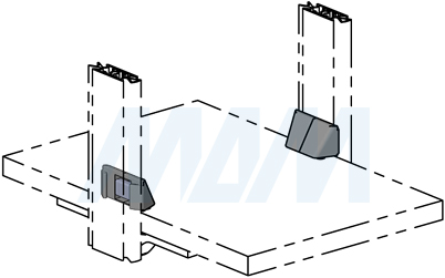 Установка универсального фиксатора SLIM для стеклянных и деревянных полок (артикул SL3522), схема 1