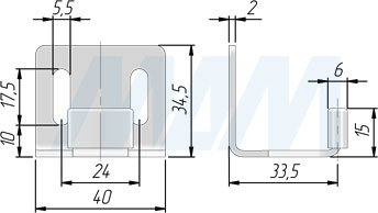 Размеры нижнего ригеля STANLUX с креплением к стене (артикул STANLUX41186), чертеж 1