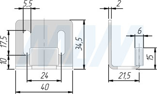 Размеры нижнего ригеля STANLUX с креплением к стене (артикул STANLUX41186), чертеж 2