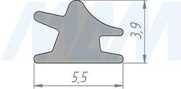 Размеры универсального уплотнителя VERTIKO для алюминиевого профиля (артикул VR01GS)