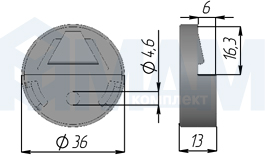 Размеры крепления диаметром 36 мм для крепления к стене зеркала 4-6 мм (артикул MA.1182.B)