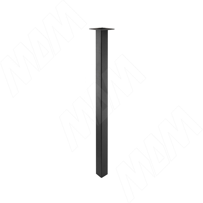 Палини опора для стола квадратная, 50х50мм, H874+18 мм, черный (RAL 9005, муар) (PNS50X50/870 BLC)