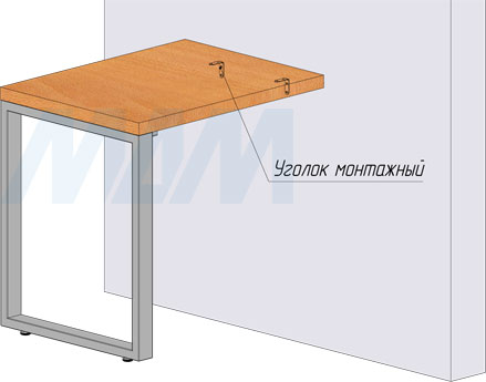 Установка П-образной опоры для стола 60х30 мм высотой 725 мм и с регулировкой 10 мм (артикул П60X30/720), схема 1