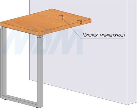 Установка П-образной опоры для стола 60х30 мм высотой 825-875 мм и с регулировкой 10 мм (артикул ПТ60X30/820-870), схема 1