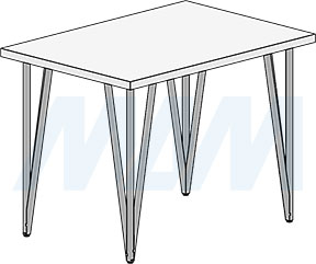 Установка V-образной опоры PIN для стола, 180x712 мм, регулировка 10 мм (артикул PIN180x715), схема 2