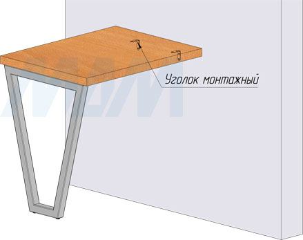 Установка V-образной опоры для стола 40х40 мм высотой 715 мм и с регулировкой 10 мм (артикул V40X40/720), схема 1