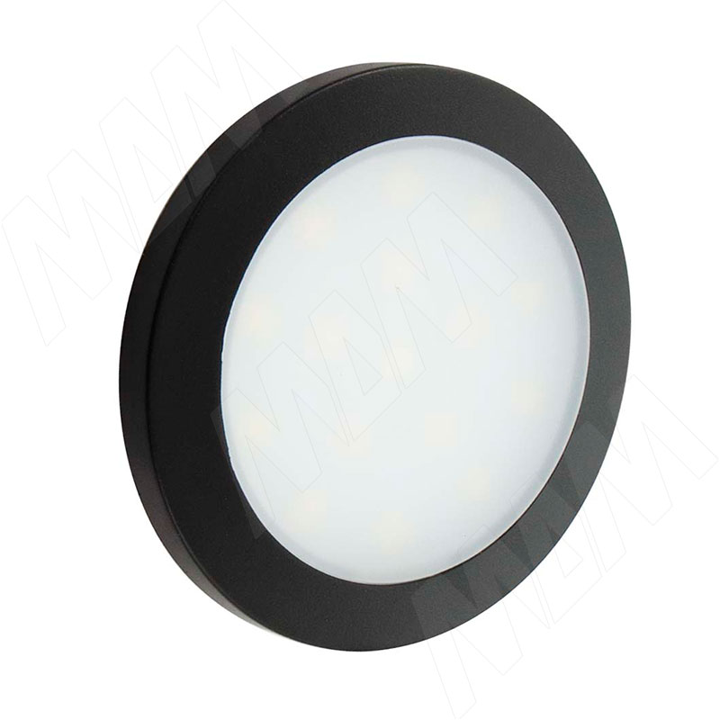 FLAT Светодиодный светильник точечный круглый, черный, 12V, нейтральный белый 4000К, 1.5W фото товара 1 - FL12-RNO-BL-NW2