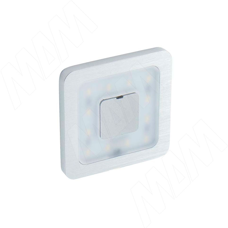 QUADRUM Светодиодный светильник точечный квадратный, серебро, 12V, нейтральный белый 4000К, 2,4W фото товара 1 - QD12-QNO-MCR-NW2