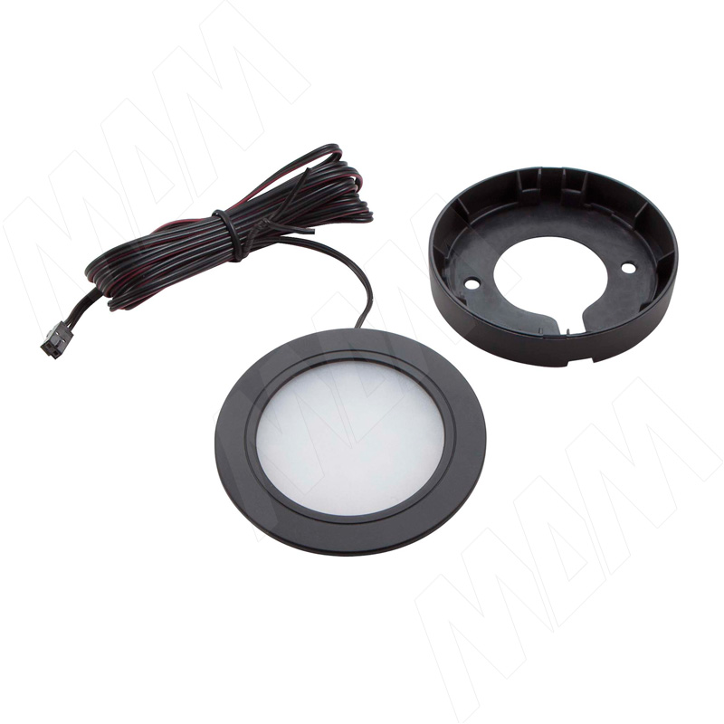 LUNA Светодиодный светильник точечный круглый, черный, 12V, нейтральный белый 4000К, 2W фото товара 2 - LN12-RNO-BL-NW2