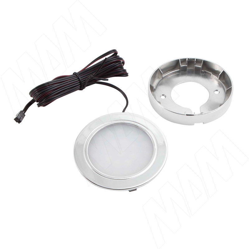 LUNA Светодиодный светильник точечный круглый, хром, 12V, нейтральный белый 4000К, 2W фото товара 2 - LN12-RNO-CR-NW2