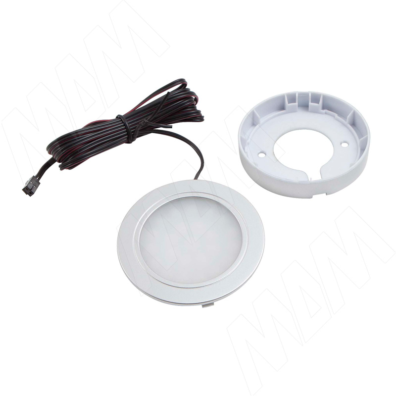 LUNA Светодиодный светильник точечный круглый, серебро, 12V, нейтральный белый 4000К, 2W фото товара 2 - LN12-RNO-MCR-NW2