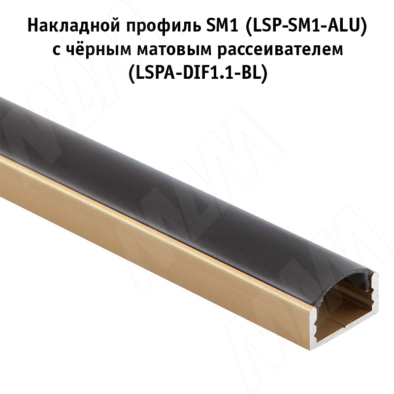 Профиль SM1, накладной, золото матовое, 16х7,5мм, L-2000 (LSP-SM1-ALU-2-GL) PULSE (Россия) - фото 5