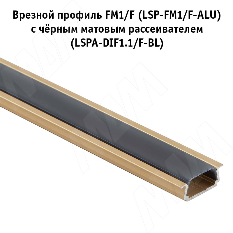 Профиль FM1/F, врезной, золото матовое, 18х6мм, для плоского рассеивателя, L-3000 фото товара 4 - LSP-FM1/F-ALU-3-GL