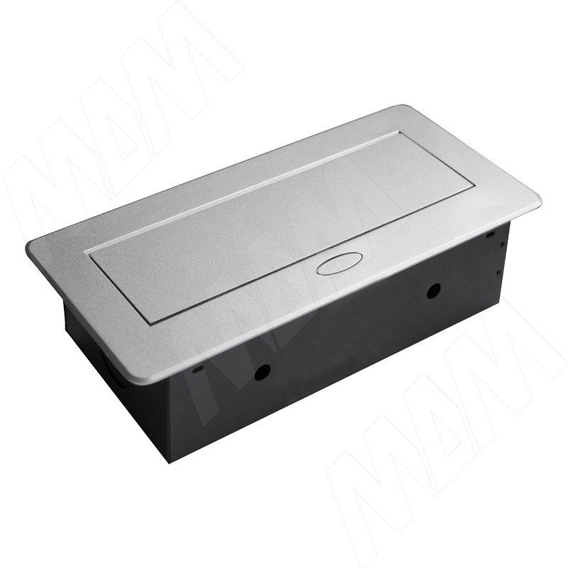 Выдвижной блок розеток, 266*130 мм, 2 розетки, 2 USB, серебро фото товара 2 - RBS-2S-2USB-SL