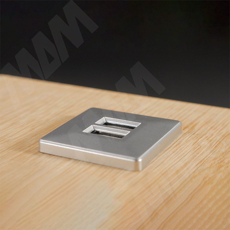 USB-розетка, врезная, квадратная, 2 USB, хром матовый, фото 1