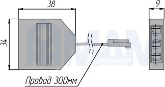 Размеры разветвителя на 3 розетки (артикул DIS-LED-12M24F-3)