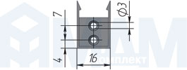 Размеры бокового фиксатора светодиодного светильника DRAWER для подсветки ящиков с ИК-выключателем (IR) (артикул DW12)