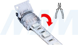 Установка коннектора HIPPO для присоединения отрезка светодиодной ленты RGB к блоку питания (артикул LSA-10R4-HP-SP), фото 3