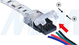 Установка коннектора HIPPO для присоединения отрезка светодиодной ленты RGB к блоку питания (артикул LSA-10R4-HP-SP), фото 5