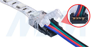 Установка коннектора HIPPO для присоединения отрезка светодиодной ленты RGB к блоку питания (артикул LSA-10R4-HP-SP), фото 6