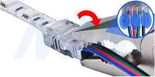 Установка коннектора HIPPO для присоединения отрезка светодиодной ленты RGB к блоку питания (артикул LSA-10R4-HP-SP), фото 7