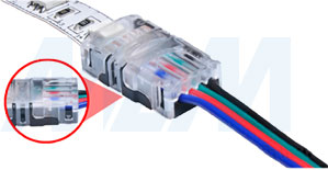 Установка коннектора HIPPO для присоединения отрезка светодиодной ленты RGB к блоку питания (артикул LSA-10R4-HP-SP), фото 8