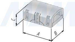 Размеры коннектора HIPPO для ленты 10 мм RGB, стык в стык, IP20 (артикул LSA-10R4-HP-SS-NO-20), чертёж 1