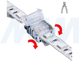 Установка коннектора HIPPO для соединения двух отрезков ленты RGB стык в стык (артикул LSA-10R4-HP-SS), фото 3