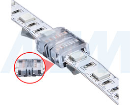 Установка коннектора HIPPO для соединения двух отрезков ленты RGB стык в стык (артикул LSA-10R4-HP-SS), фото 4