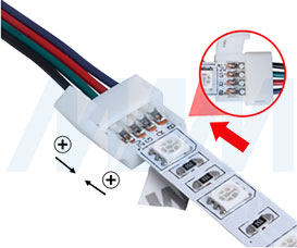 Установка коннектора STANDART для присоединения отрезка ленты RGB к блоку питания (артикул LSA-10R4-ST-SP-15), фото 2