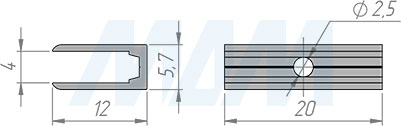 Размеры крепления для накладного монтажа светодиодной ленты FLEX (артикул LSA-FIX-FL)