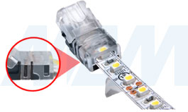 Установка коннектора HIPPO для присоединения отрезка светодиодной одноцветной ленты к блоку питания (артикул LSA-8-HP-SP и LSA-10-HP-SP), фото 4