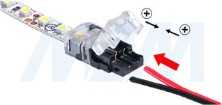 Установка коннектора HIPPO для присоединения отрезка светодиодной одноцветной ленты к блоку питания (артикул LSA-8-HP-SP и LSA-10-HP-SP), фото 5