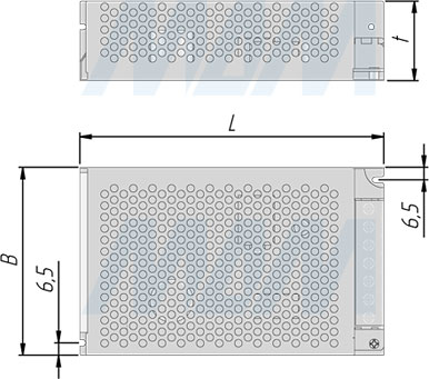 Размеры блока питания  в металлическом кожухе для светодиодной ленты (артикулы LSA-PS12V-IP20 и LSA-PS24V-IP20)