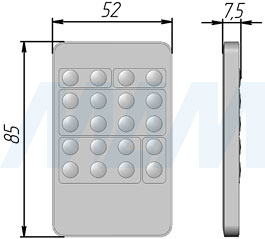 Размеры пульта RGB-контроллера (артикул LSA-RGBCT-RF20-15A)