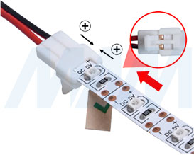 Установка коннектора SLIM для присоединения отрезка одноцветной ленты к блоку питания (артикул LSA-8-SL-SP и LSA-10-SL-SP), фото 2