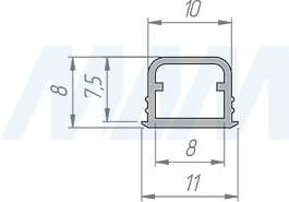 Размеры врезного профиля FW4 11,2х8,2 мм для светодиодной ленты (артикул LSP-FW4-PC)