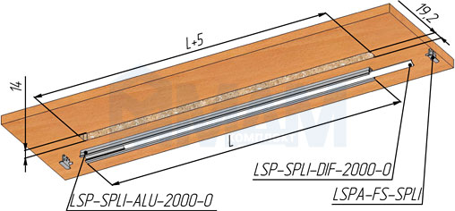 Установка врезного профиля SPLITTY для светодиодной ленты (артикул LSP-SPLI-ALU и LSP-SPLI-DIF)