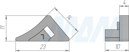 Размеры торцевой заглушки для профиля SM5 для светодиодной ленты (артикул LSPA-CAP-SM5)
