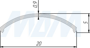 Размеры матового рассеивателя для профиля СМ2 для светодиодной ленты (артикул LSPA-DIF-CM2)