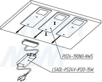 Монтаж накладного cветодиодного светильника POLAR (артикул PO24-190NO)
