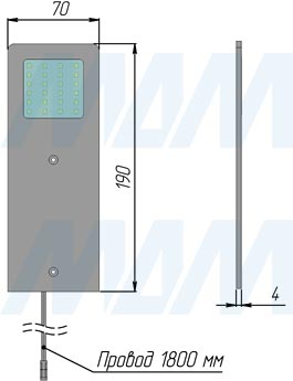Размеры накладного cветодиодного светильника POLAR (артикул PO24)