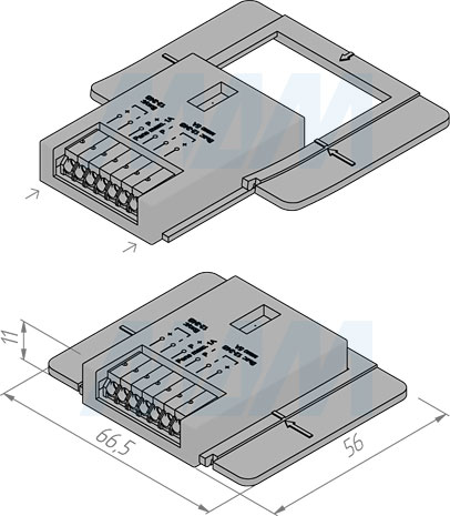 Размеры инфракраснjuj (IR) диммируемого выключателя на взмах руки для зеркала и планки для монтажа, 12/24V, 60/120W (артикул SW1-MS-MR-1)